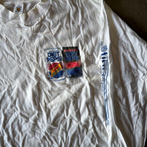 VINTAGE 80S 90S DIET PEPSI PROMO SODA LONG SLEEVE T-SHIRT RETRO MENS LARGE - Picture 2 of 5